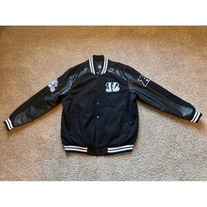 Cincinnati Bengals NFL Varsity Jacket XXL Black Wool Bomber